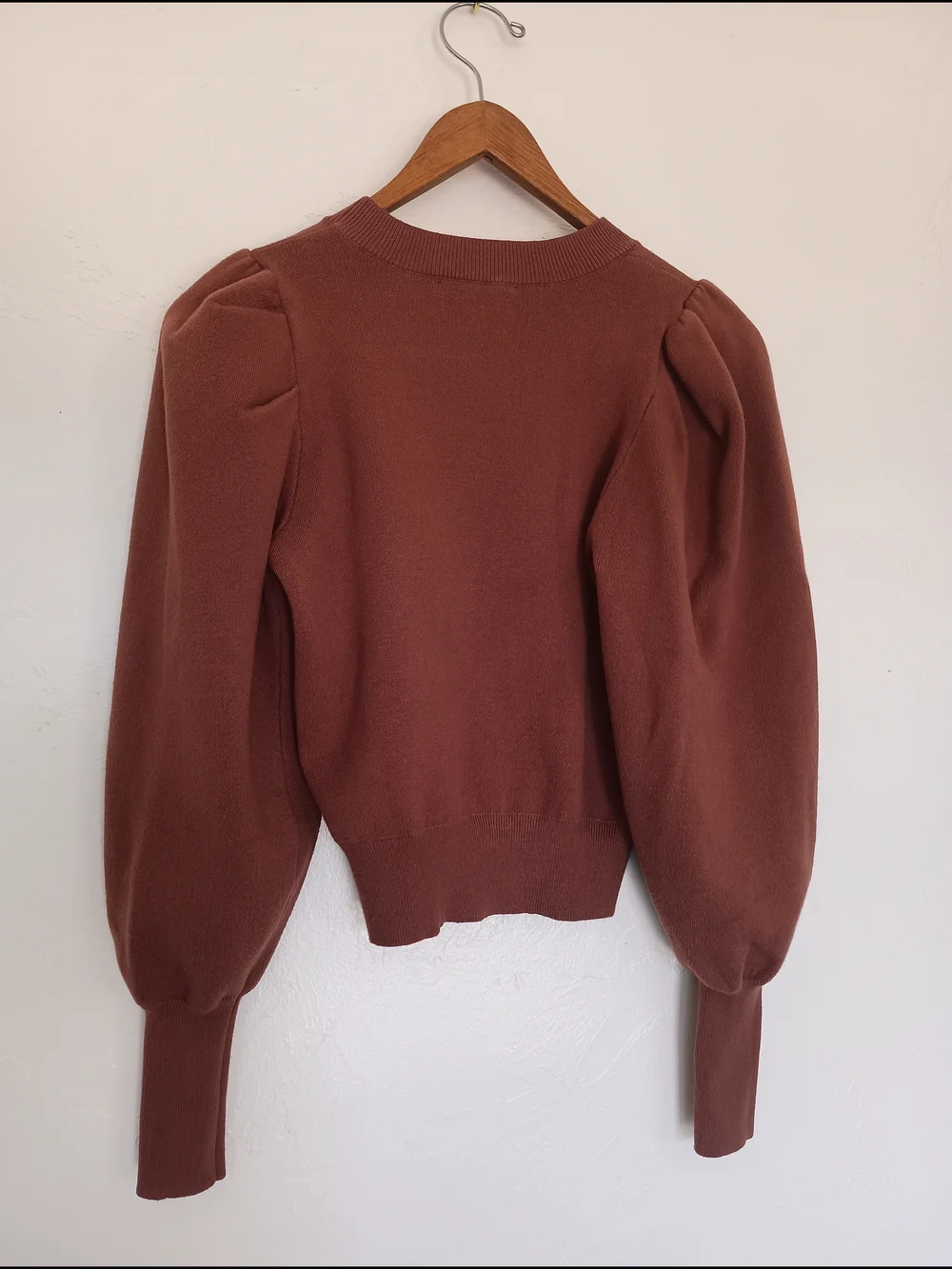DownEast Brick Red Ribbed Crew Sweater